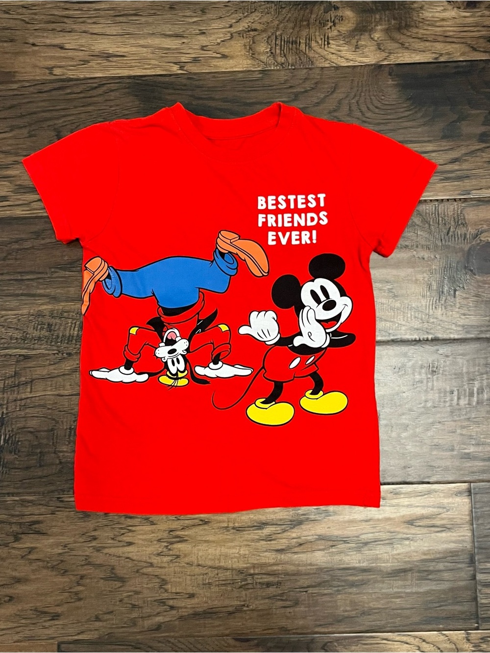 Disney Red Mickey & Goofy "Bestest Friends Ever!" Short Sleeve Tee